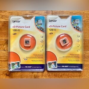 2 Lexar Olympus xD Picture Cards 128MB Camera Memory Card (Fits Fujifilm) NIB